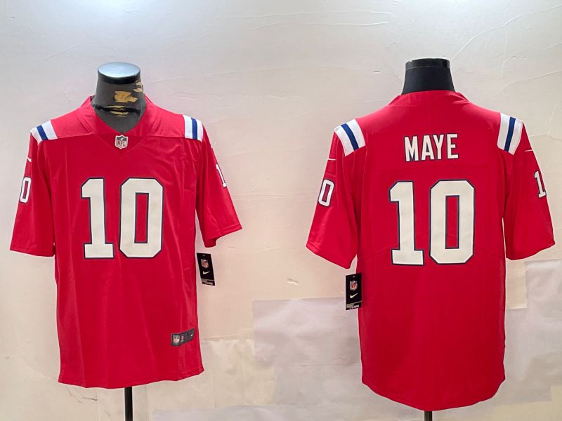 Men New England Patriots #10 Maye Red Second generation 2024 Nike Limited NFL Jersey style 1